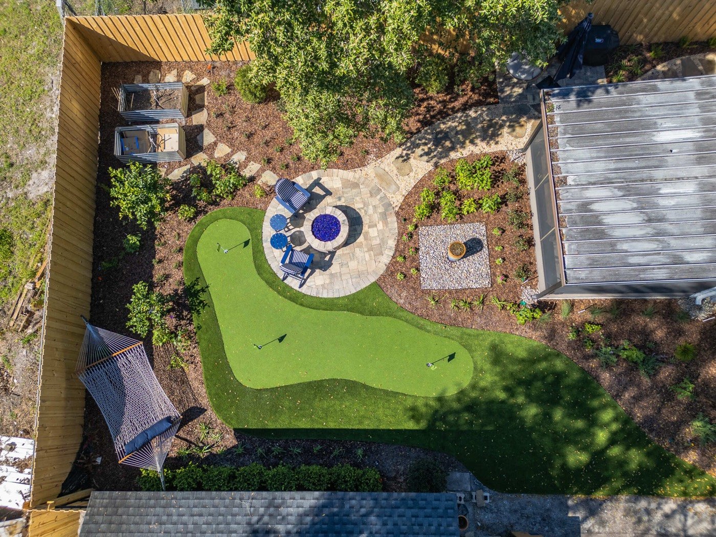 San Marco property after, drone top-down